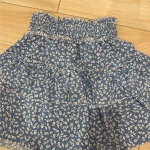 Blue Floral Ruffle Skirt